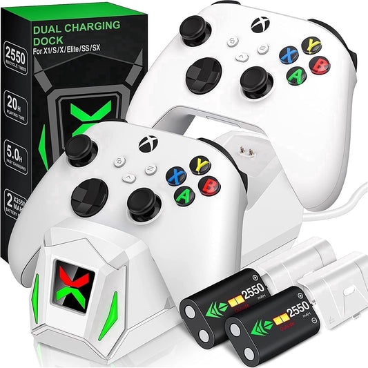 Dual Xbox Controller Charger with 2×5520Mwh Battery Packs for Xbox Series X|S/One/Elite